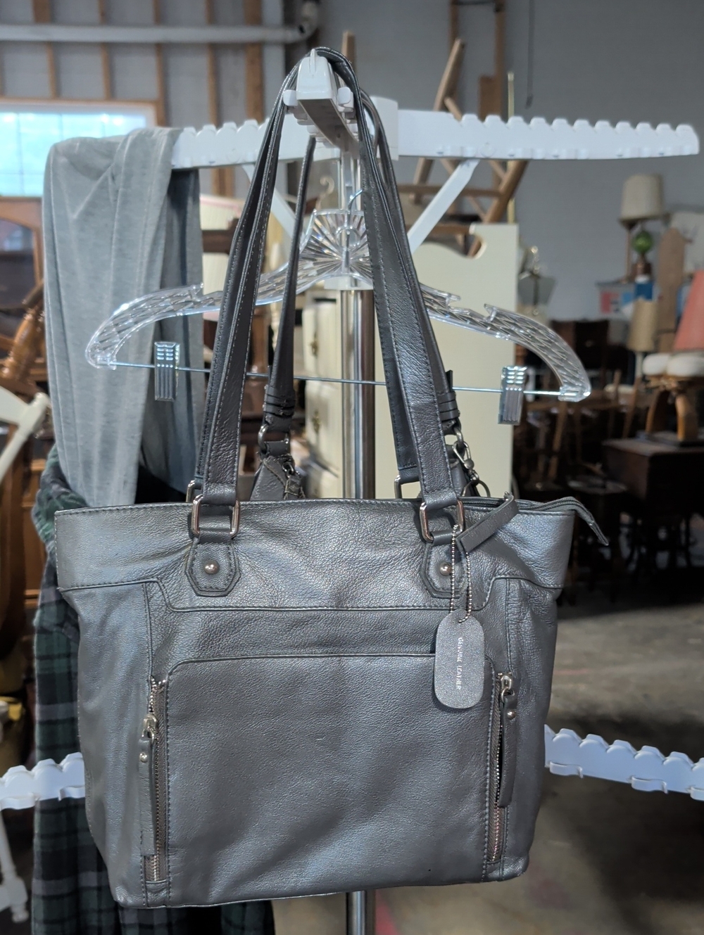 Great American Leatherworks Shoulder Bag - Metallic Gray